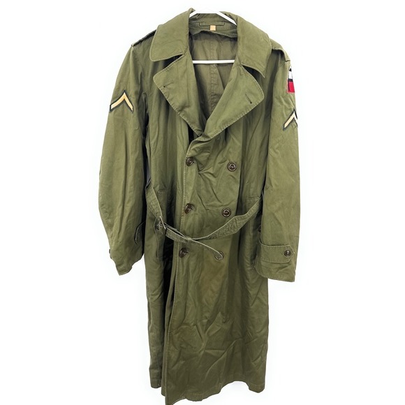 VTG 1946 US First Army Field Overcoat Trench Coat Long Medium WWII First